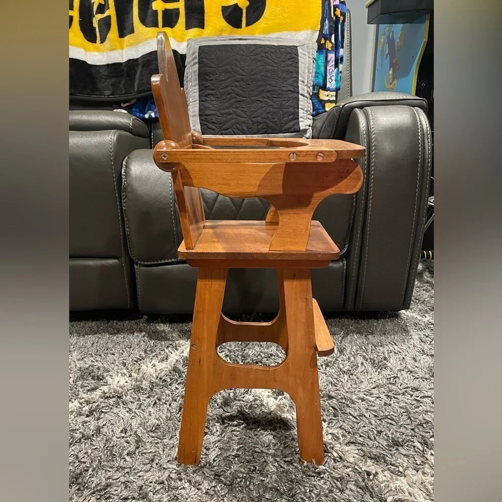 Antique Handmade Doll High Chair One Of A Kind Real Solid Wood